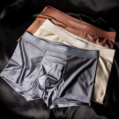 HOT SALE FOR 3 PCS MENS BRIEFS SATIN ICE SILK