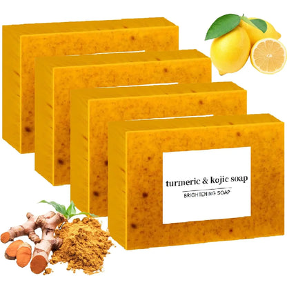 Lemon Turmeric Kojic Soap,Natural Handmade Soap,Turmeric Soap Bar for Face and Body, Smooth Skin Tumeric Soaps,Deep Cleansing Soap for Men & Women